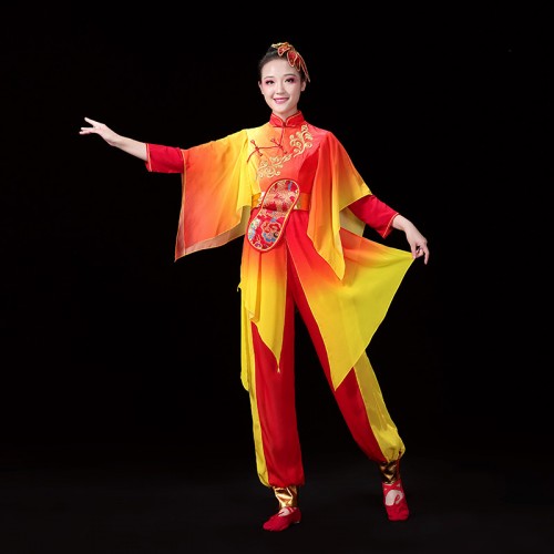 Chinese Kungfu Wushu costumes Drumming performance costume Chinese male dragon lion drums festive wedding gongs and drums dance uniforms